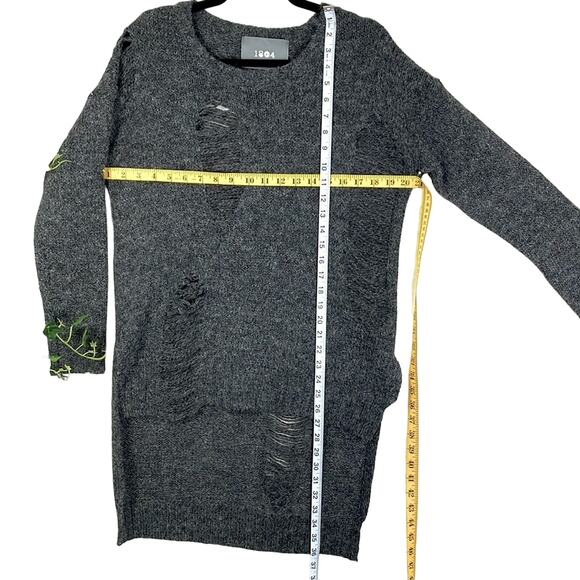 1804 Coin High Low Crew Neck Wool Blend S Grunge Sweater With Styled Holes/Runs - Picture 10 of 16